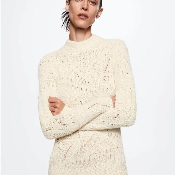 Mango Openwork Detail Sweater Dress - Picture 4 of 10